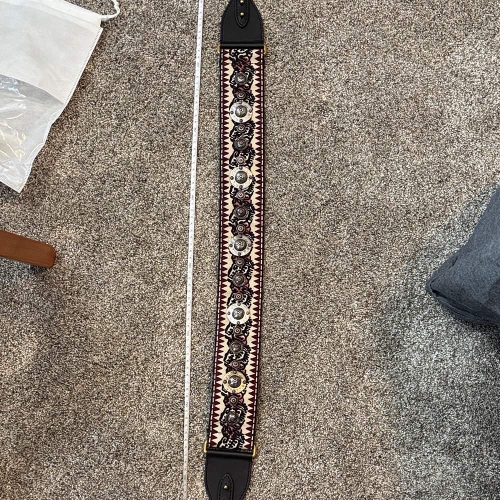 Authentic Christian Dior, Embellished Black and Brown guitar strap